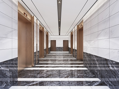 Modern elevator hall elevator aisle corridor public area unit office building elevator room 3d model