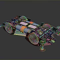 Modern Car Chassis Structure With Wheels Battery Packs And Mechanical Components 3d model