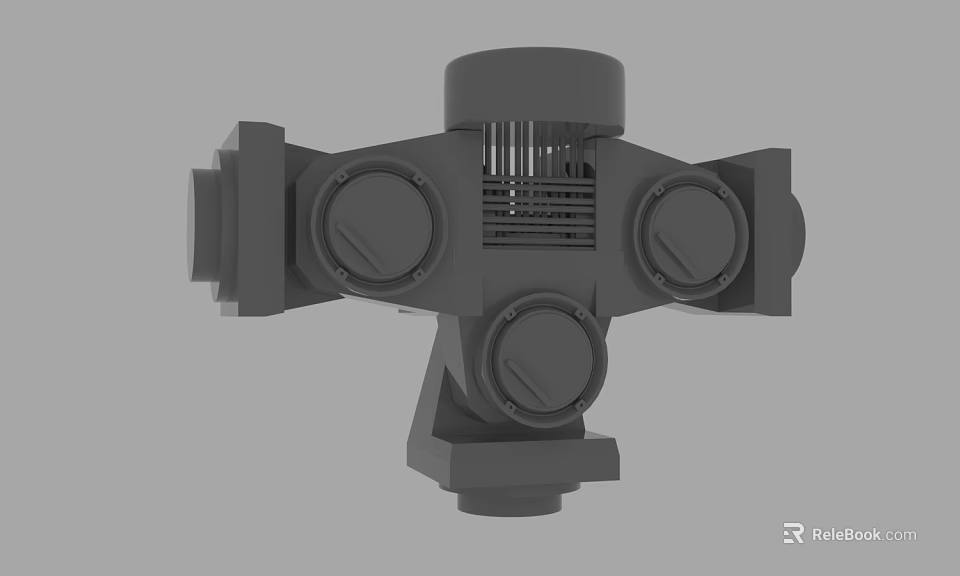 Gray Industrial Mechanical Component With Circular Elements And Central Structure 3d model 