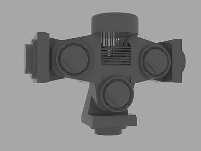 Gray Industrial Mechanical Component With Circular Elements And Central Structure 3d model