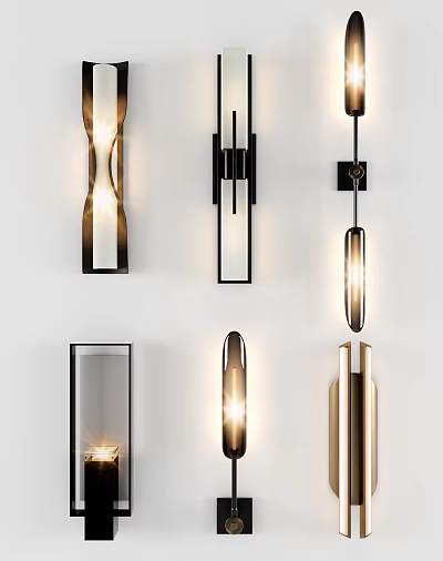 Modern Wall Sconces With Various Stylish Designs And Illuminated Features 3d model