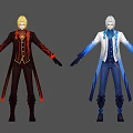 Game And Movie Characters With Blonde And White Hair In Red Black Blue Outfits 3d model