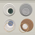 Modern Circular Layered Wall Decor with Textured Patterns and Various Materials 3d model
