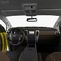 Nissan Yellow Pickup Truck With Double Cab Black Wheels And Cargo Bed