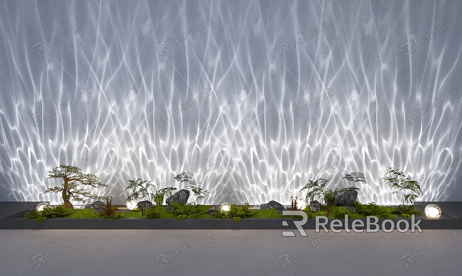 Water ripple lamp decorative lamp indoor landscape landscaping courtyard sketch fern plant micro-terrain model