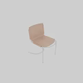 Modern Tan Leather Upholstered Armless Dining Chair With Sleek Polished Chrome Metal Frame