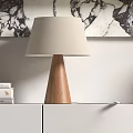 Solid wood table lamp linen lampshade 3d model