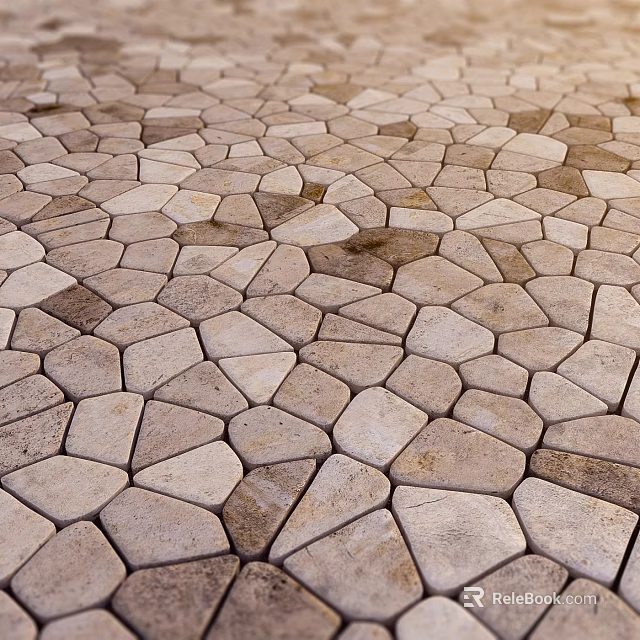 Stone Paved Irregular Ground With Natural Texture For Outdoor Courtyard Walkway 3d model 