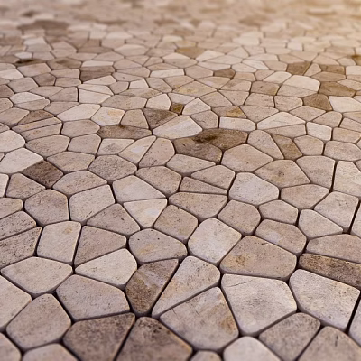 Stone Paved Irregular Ground With Natural Texture For Outdoor Courtyard Walkway 3d model