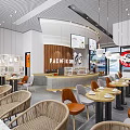 Pacific Coffee Shop Exterior With Glass Door Entrance And Interior Seating Area