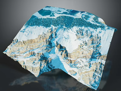 Majestic Natural Landscape With Snowy Rocky Mountain Glacier Forest And Lake 3d model