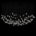 Elegant Star Shaped Chandelier With Many Hanging Strings Against Black Background