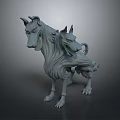 Two Headed Dog Fantasy Monster Game Movie Character 3D Model Design