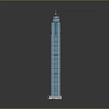 Cartoon Style Blue Tall Building Scene With Dome Top And Base Details