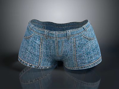 Denim Shorts Design With Classic Pockets And Stitching Details For Casual Wear 3d model