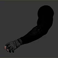 Black Arm Shaped Weapon With Pink Hand And Gray Wrist On Reflective Gray Background
