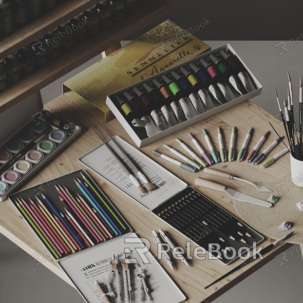 Paintset Brush Paint Palette model