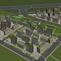 Aerial View Urban Planning with High Rise Buildings Green Spaces and Roads