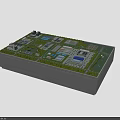 Sand Table Model of Modern Campus Layout Featuring Buildings Green Areas and Roads