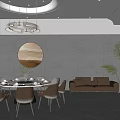 Modern private six-person round table 3d model