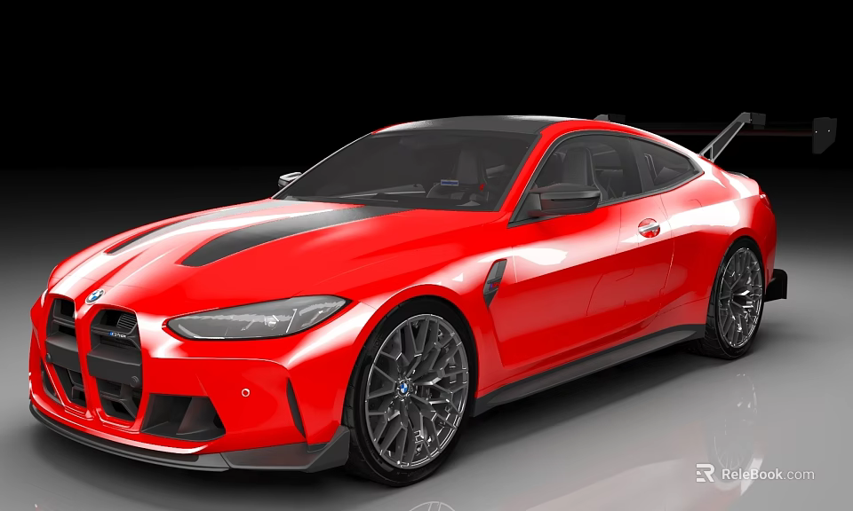 Red BMW Sporty Coupe With Black Wheels Rear Spoiler And Sleek Design 3d model 