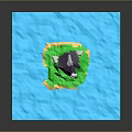 Scenic Island Landscape Featuring Green Vegetation Mountain Blue Water And Fluffy Clouds