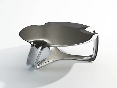 Sleek Modern Coffee Table With Unique Curved Metal Frame And Smooth Black Top 3d model