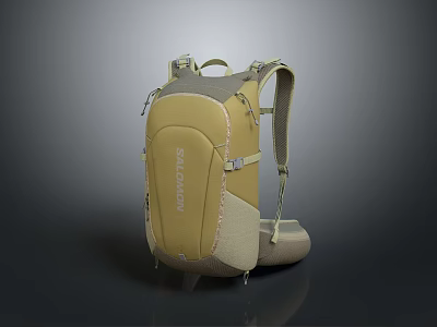 Yellow And Beige Outdoor Backpack With Adjustable Straps And Durable Design 3d model