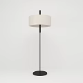 Minimalist Floor Lamp With Black Pole White Shade And Round Base