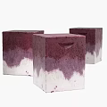 Set Of Three Modern Concrete Side Tables With Purple White Gradient Textured Surface