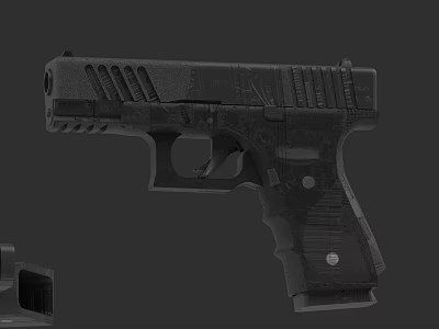 Modern Tactical Pistol With Black Finish Textured Grip And Ergonomic Design 3d model