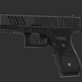 Modern Tactical Pistol With Black Finish Textured Grip And Ergonomic Design
