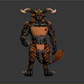 Fantasy Horned Warrior Creature With Scaled Armor Tail And Muscular Build 3d model