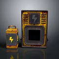 Vintage Rusty Metal Devices With Lightning Symbol In Two Sizes And Old Design
