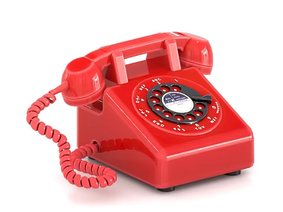 Vintage Red Rotary Dial Telephone As Office Electrical Appliance Classic Design 3d model