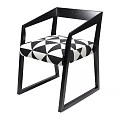 Modern Single Chair With Black Frame And Geometric Pattern Seat Fabric 3d model