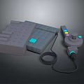 3D Rendered Gray Game Console And Controller With Colorful Buttons And Connected Cable