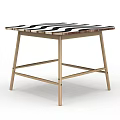 Modern Striped Table Furniture With Black And White Patterned Top And Wooden Legs