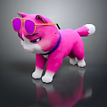 Cute Pink Cat Game Character Wearing Yellow Framed Pink Sunglasses And Blue Collar