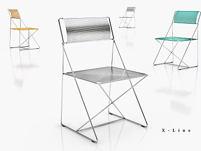 Modern X-line Single Chair Design With Metal Frame Colorful Backrest And Transparent Seat 3d model