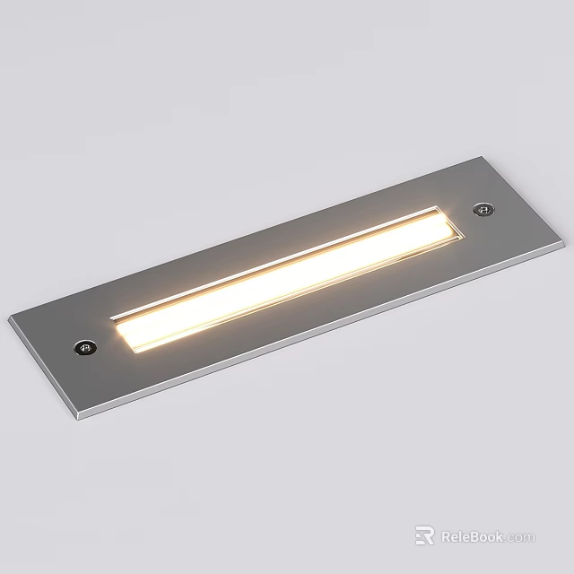 Modern Rectangular Metal Wall Light With Silver Surface LED Strip And Mounted Screws 3d model 