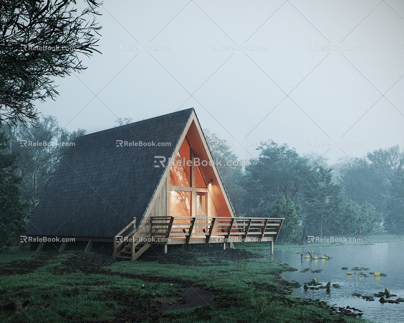 Modern Wooden House Homestay Building Holiday Villa 3d model