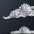White Carved Decorative Ornament With Intricate Scroll Patterns And Symmetrical Design 3d model