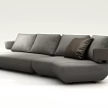 Modern Asymmetrical Sofa With Gray Fabric Upholstery And Stylish Decorative Pillows Design