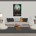 Living room sofa coffee table set multi-person sofa leisure chair doll doll decoration 3d model