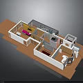 Pet Friendly 3D House Floor Plan With Living Room Bedroom And Furniture