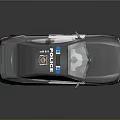 Gray Police Sedan With Blue Red Lights And Badge On Body