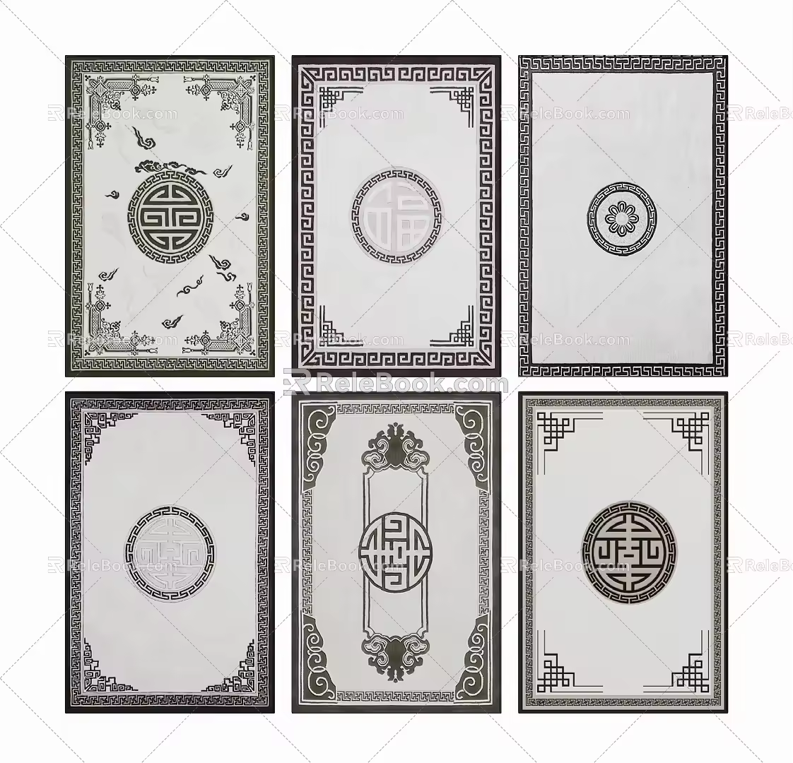 New Chinese Square Carpet Carpet Combo 3d model