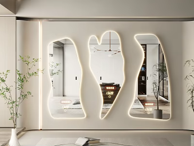 Unique Irregular Shaped Mirrors With LED Light For Modern Interior Decor 3d model
