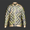 Stylish Green Black Beige Swirl Pattern Jacket With Trendy Design And Collar